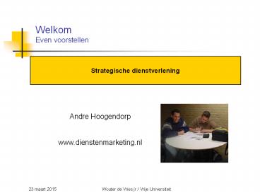 Welkom Even voorstellen