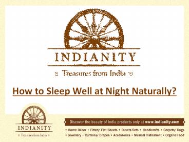 How to Sleep Well at Night Naturally