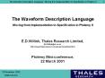 The Waveform Description Language  Moving from Implementation to Specification in Ptolemy II PowerPoint PPT Presentation