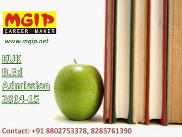 KUK University B.Ed Admission Eligibility 2014-15