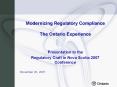 Modernizing Regulatory Compliance The Ontario Experience PowerPoint PPT Presentation