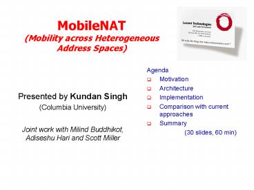 MobileNAT (Mobility across Heterogeneous Address Spaces)