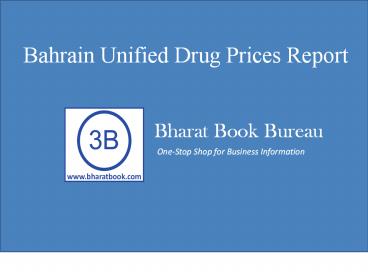 Bahrain Unified Drug Prices Report