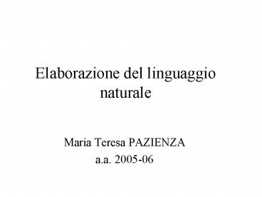 Elaborazione del linguaggio naturale