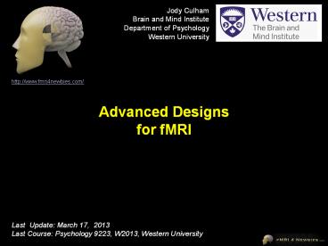 Advanced Designs for fMRI