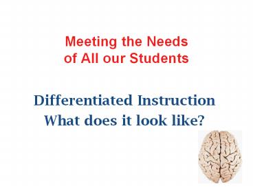 Meeting the Needs of All our Students