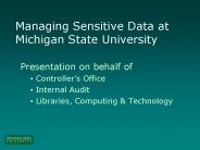 Managing Sensitive Data at Michigan State University