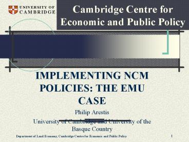 Cambridge Centre for Economic and Public Policy