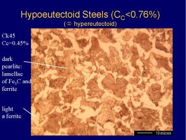 Hypoeutectoid Steels (CC<0.76%) (? hypereutectoid)