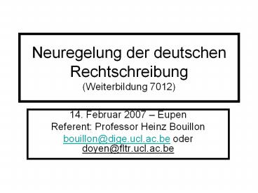 Neuregelung der deutschen Rechtschreibung (Weiterbildung 7012)