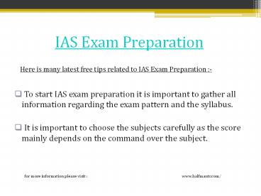 The golden rule to start the IAS Exam Preparation