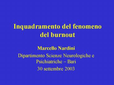 Inquadramento del fenomeno del burnout