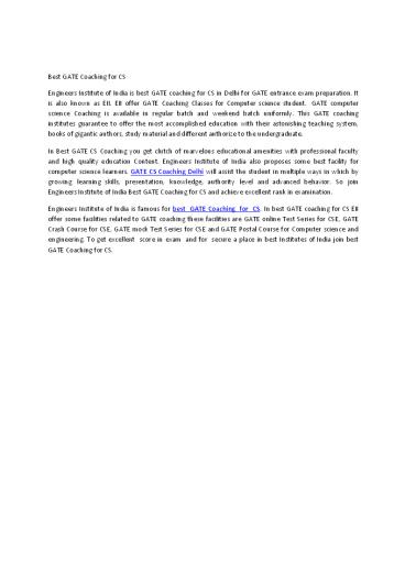 best GATE Coaching for CS