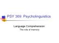 PSY 369: Psycholinguistics PowerPoint PPT Presentation