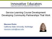 Service Learning Course Development: Developing Community Partnerships That Work 