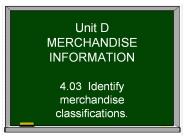 Unit D MERCHANDISE INFORMATION