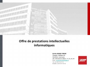 Offre de prestations intellectuelles informatiques