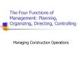 The Four Functions of Management: Planning, Organizing, Directing, Controlling PowerPoint PPT Presentation