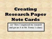 Creating Research Paper Note Cards