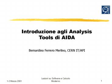 Introduzione agli Analysis Tools di AIDA