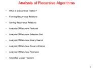 Analysis of Recursive Algorithms