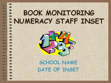 BOOK MONITORING NUMERACY STAFF INSET