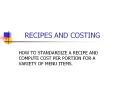 RECIPES AND COSTING PowerPoint PPT Presentation