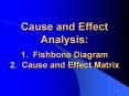 Cause and Effect Analysis: 1. Fishbone Diagram 2. Cause and Effect Matrix PowerPoint PPT Presentation