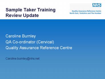 Sample Taker Training Review Update