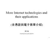 More Internet technologies and their applications