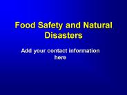 Food Safety and Natural Disasters