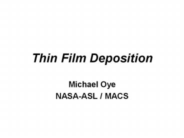 Thin Film Deposition