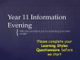 Year 11 Information Evening PowerPoint PPT Presentation