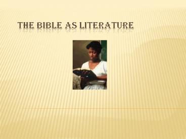 The Bible as Literature