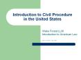 Introduction to Civil Procedure in the United States PowerPoint PPT Presentation