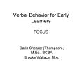 Verbal Behavior for Early Learners FOCUS PowerPoint PPT Presentation