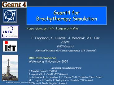Geant4 for Brachytherapy Simulation