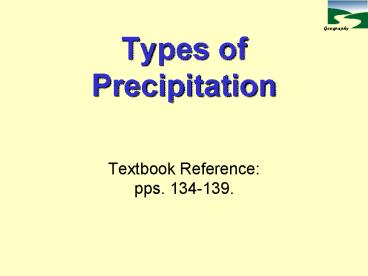 Types of Precipitation