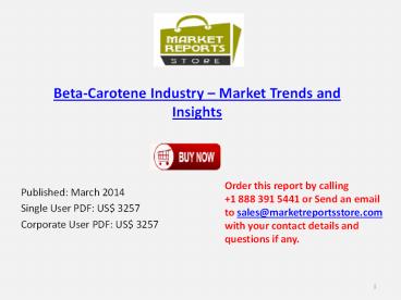 Analysis for Beta-Carotene Market