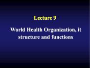 World Health Organization, it structure and functions