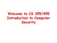 Welcome to CS 395/495 Introduction to Computer Security