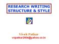 RESEARCH WRITING STRUCTURE PowerPoint PPT Presentation