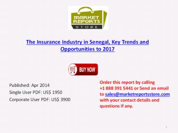 Senegal Insurance Industry:Opportunities to 2017
