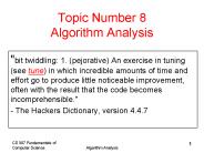 Topic Number 8 Algorithm Analysis