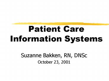 Patient Care Information Systems