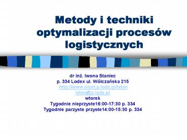 Metody i techniki optymalizacji proces