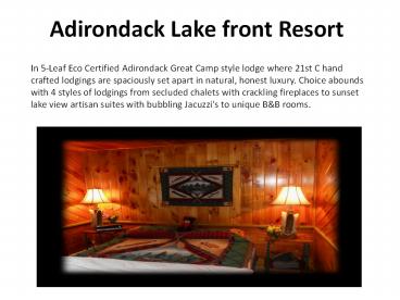 Adirondack Lake front Resort