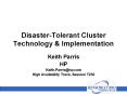 Disaster-Tolerant Cluster Technology PowerPoint PPT Presentation