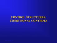 CONTROL STRUCTURES: CONDITIONAL CONTROLS