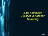 B.Ed Admission Process in Kashmir University